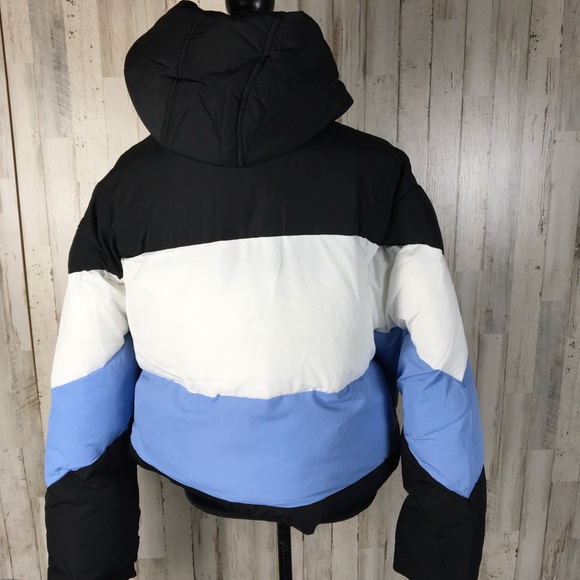 TopShop Colorblock Puffer Jacket Stripe Coat NWT - Picture 5 of 7